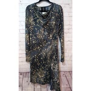 Heyne Bogut Asymmetrical Dress Women's Sz L Lagenlook Silk Rayon Abstract Print
